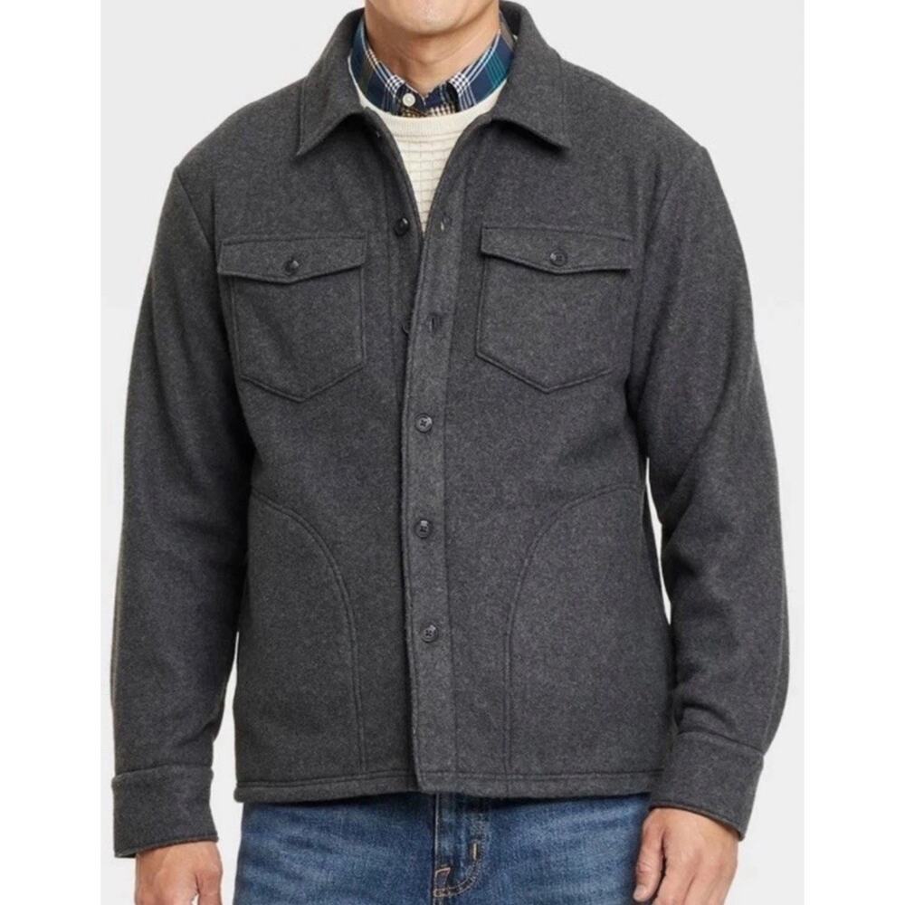 Men's Long Sleeve Shirt Jacket - Goodfellow & Co Charcoal Gray XL